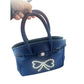 Save My Bag Navy Blue Handbag Faux Pearl Bow Embellishment Tote Bag
