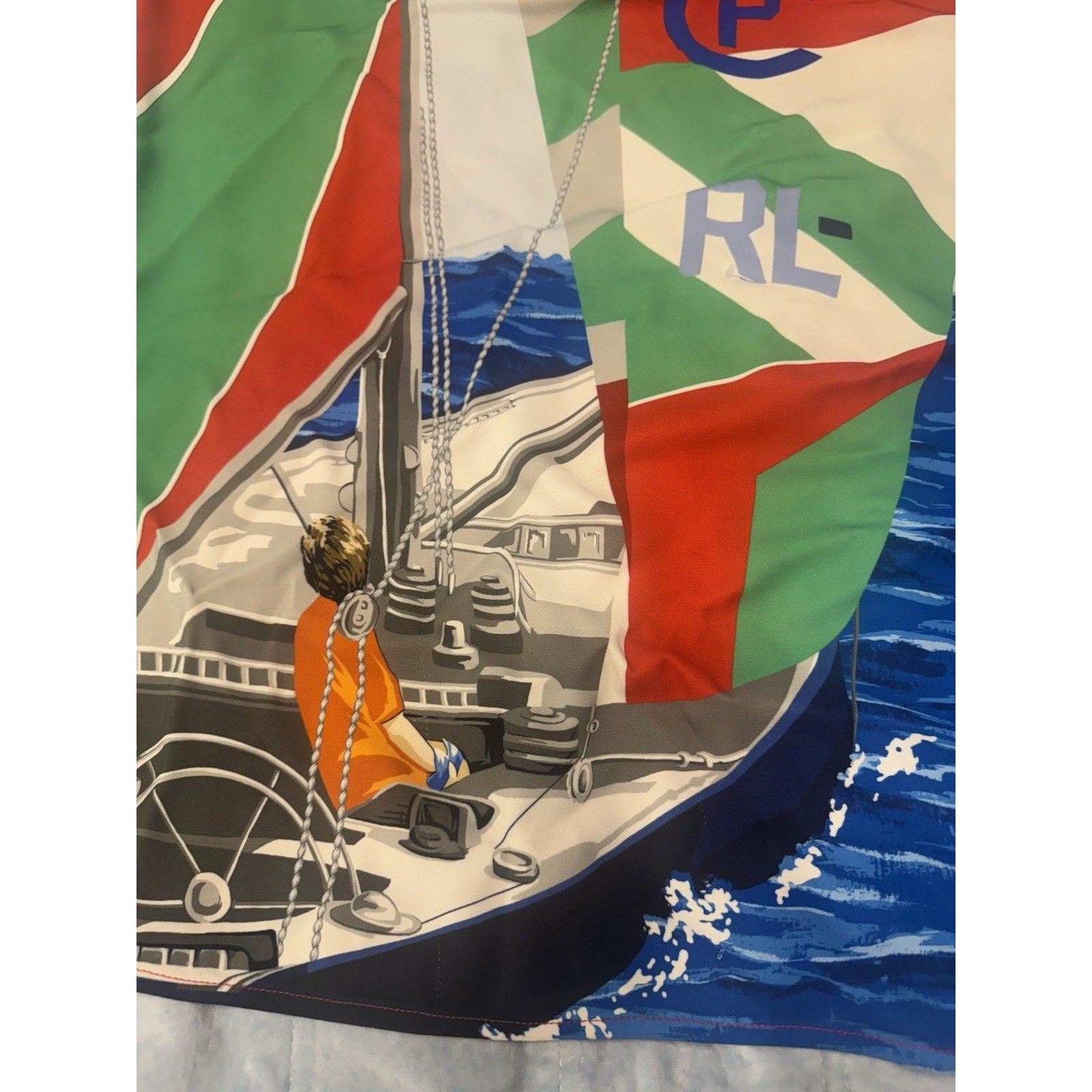 Polo Ralph Lauren Sailboat Satin Shift Dress $400 size M