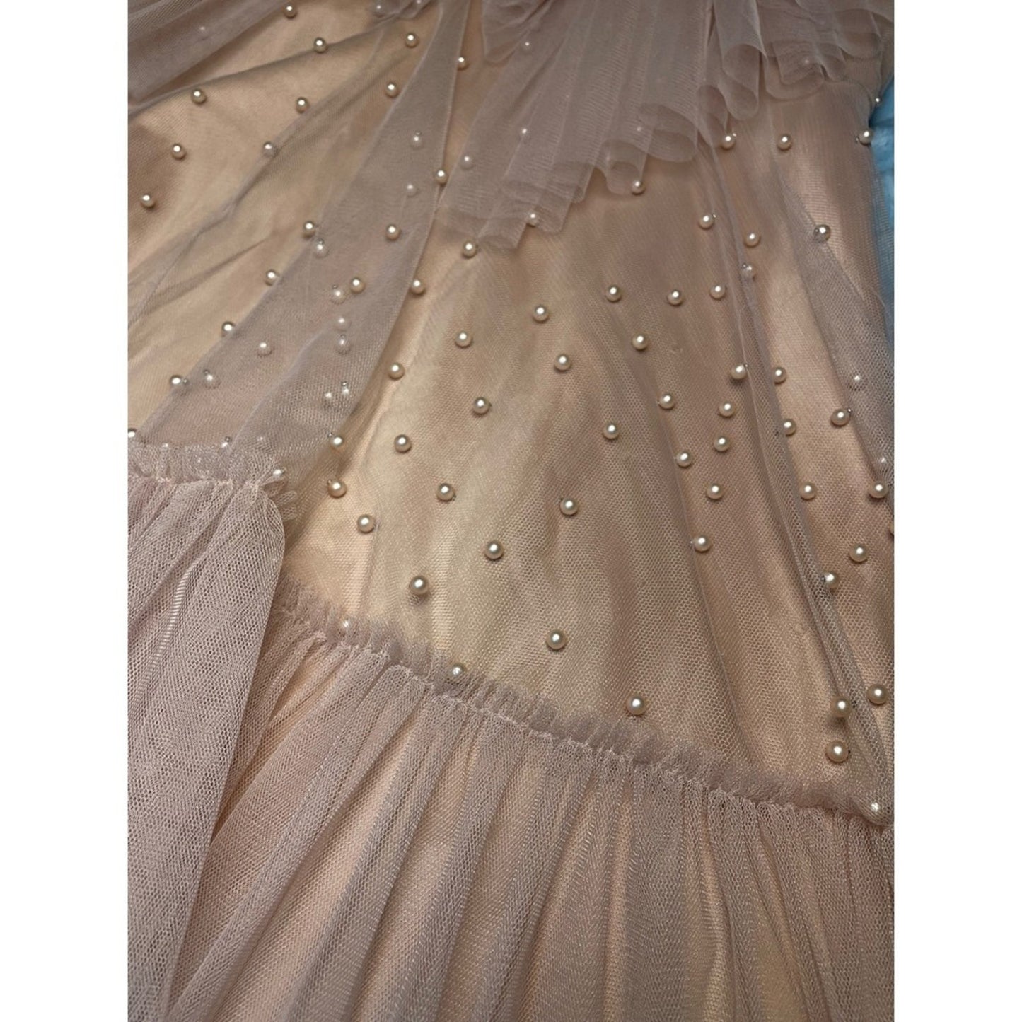 IDA SJÖSTEDT 039 Nathalie Dress Pearl Embellished Tulle Ruffle Mini Pink