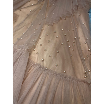 IDA SJÖSTEDT 039 Nathalie Dress Pearl Embellished Tulle Ruffle Mini Pink
