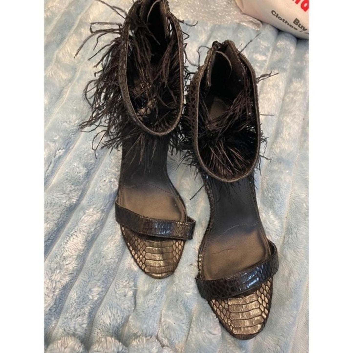 Topshop black feather embellished stiletto