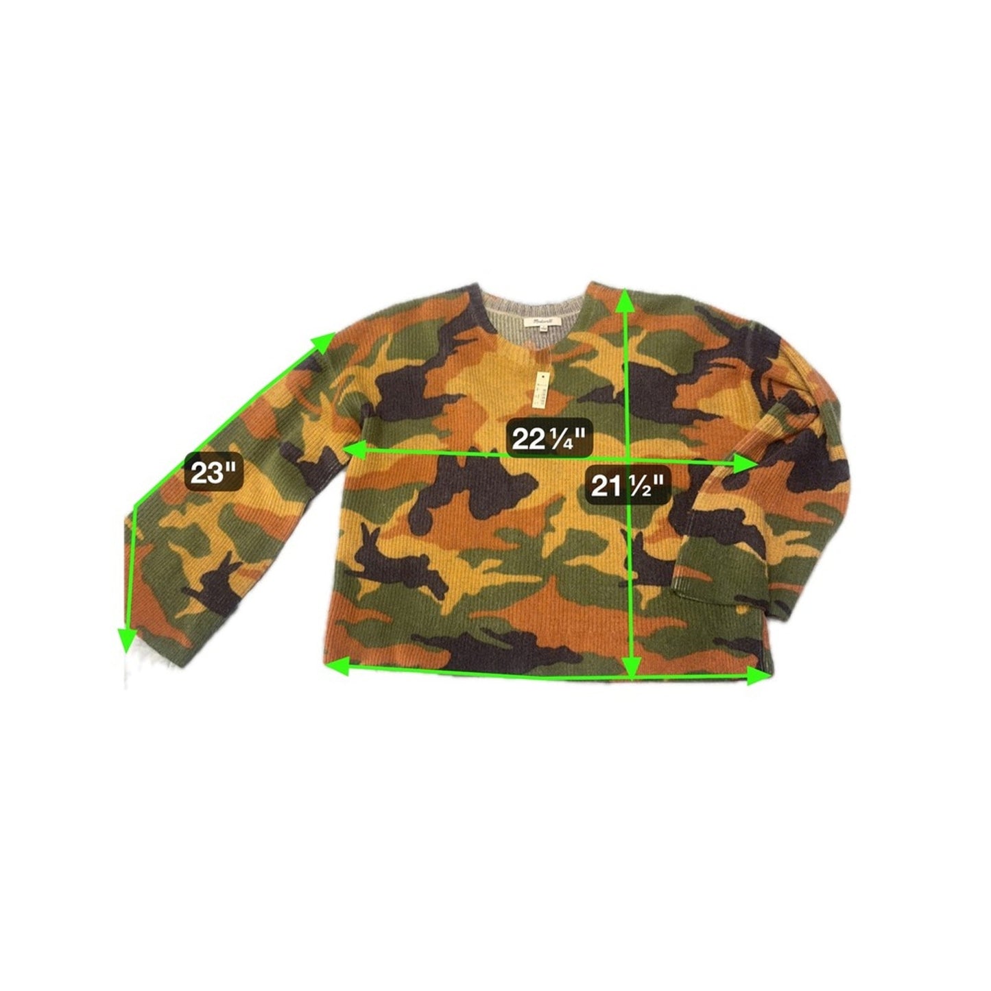 Madewell Disney Camo Sweater Hidden Mickey Collab Boxy Fit Bell Sleeve M