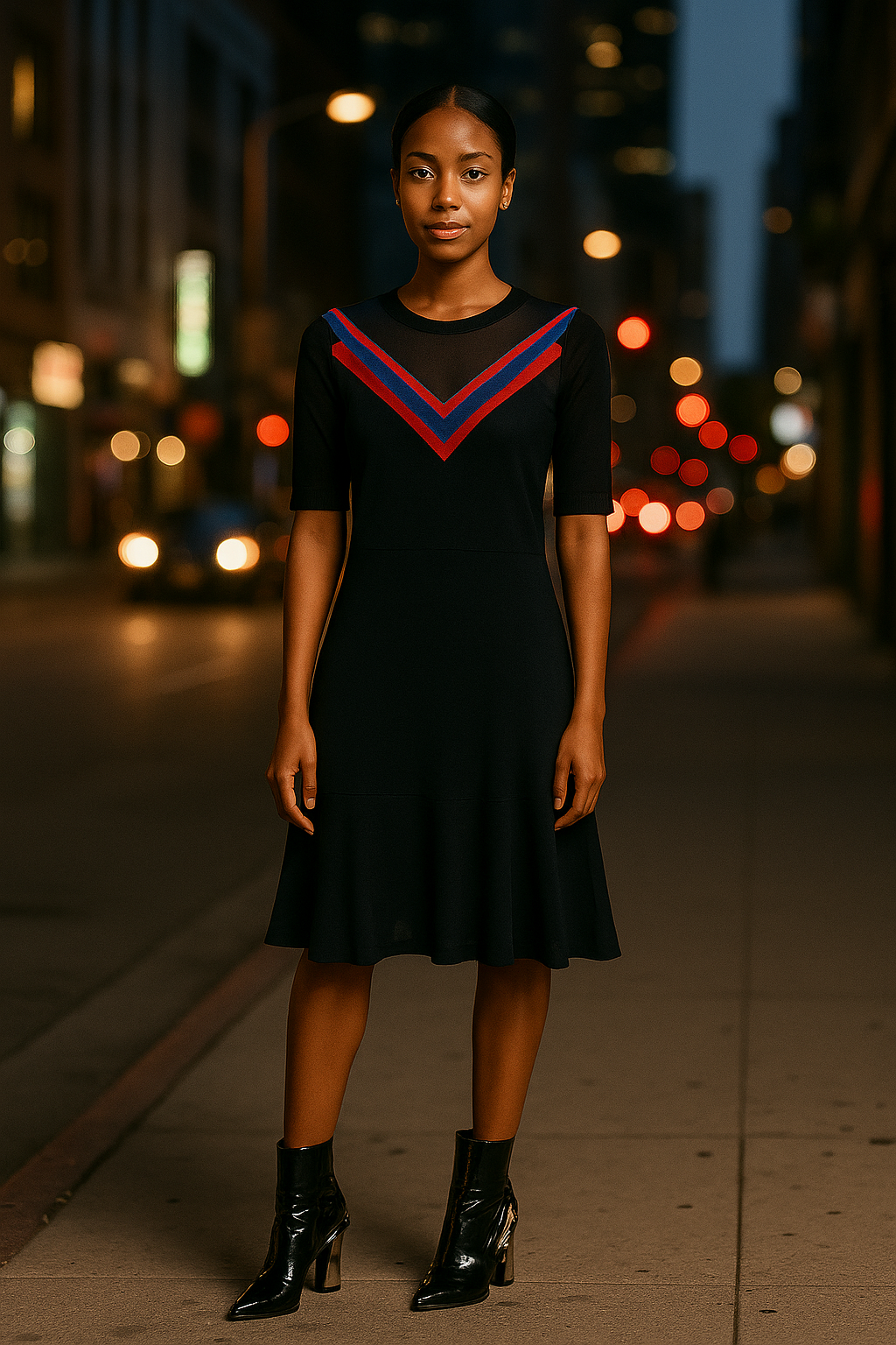Sandro Paris Chevron Knit Fit & Flare Dress – Size 1 (fits S/4-6)