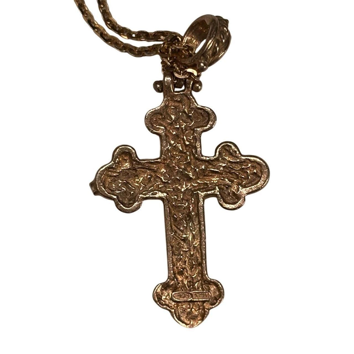 Gold-Tone Gemstone Cross Pendant Necklace