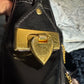 Escada Black Glossy Shoulder Bag with Gold Accents