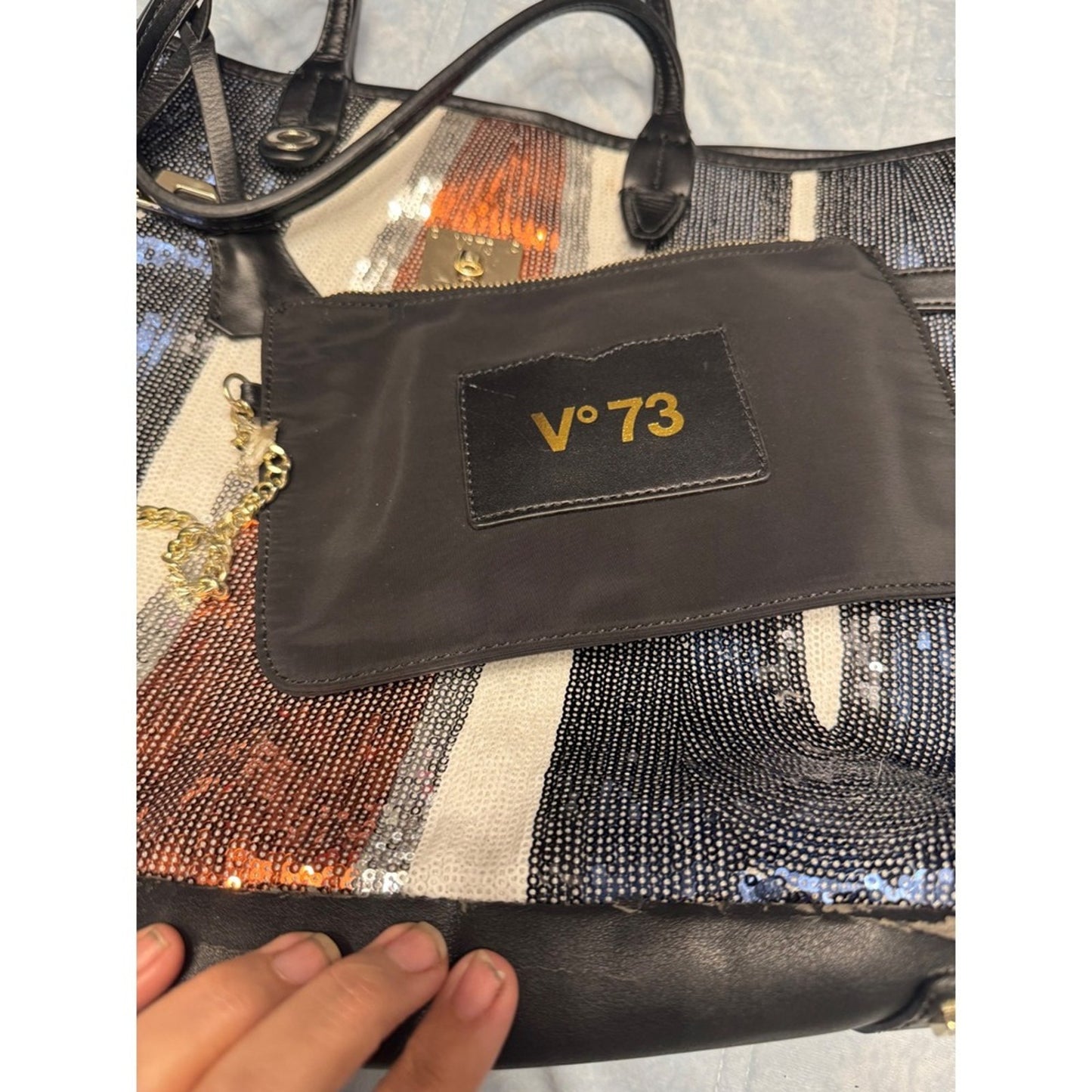 V°73 Sequin Embellished Tote Bag Purse Handbag Designer Glam Party