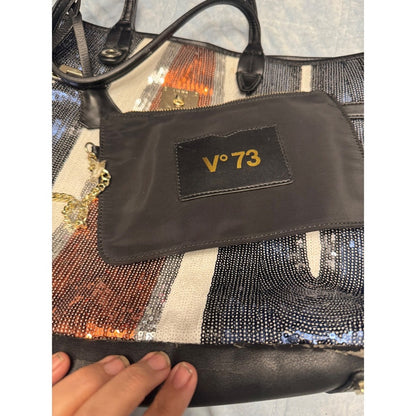 V°73 Sequin Embellished Tote Bag Purse Handbag Designer Glam Party