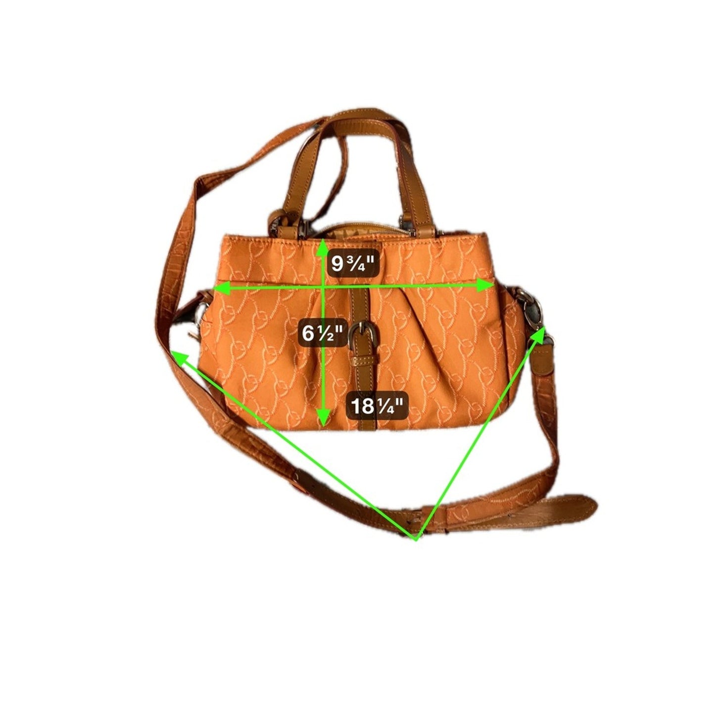 Roberta  di Camerino Orange Heart Pattern Satchel Handbag Purse Shoulder Bag