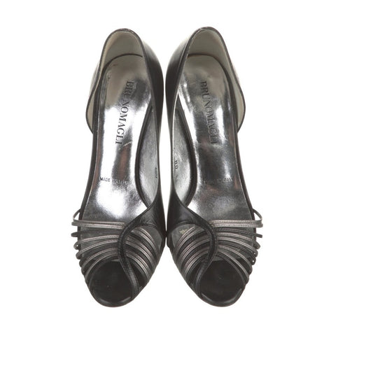 Bruno Magli Black Leather Peep-Toe Cutout Pumps – Made in Italy (US 5 / IT 35)