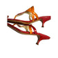Prada Orange Fabric Leather Thong Heeled Sandals Size 38.5 Kitten Heel