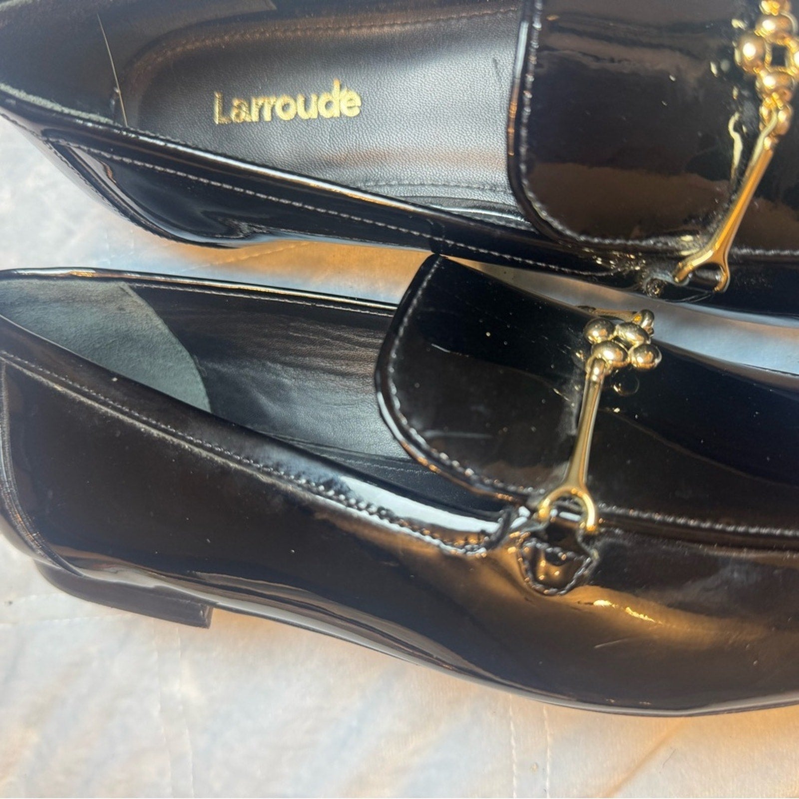 Larroudé Katherine Black Patent Loafers Size 6