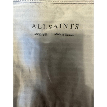 AllSaints Men's Slim-Fit Button-Up Shirt — Pale Gray Cotton (Size M / Fits USA M