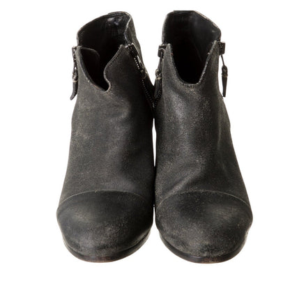 Rag & Bone Black Suede Ankle Boots Block Heel Side Zip Casual Women's Size 8.5