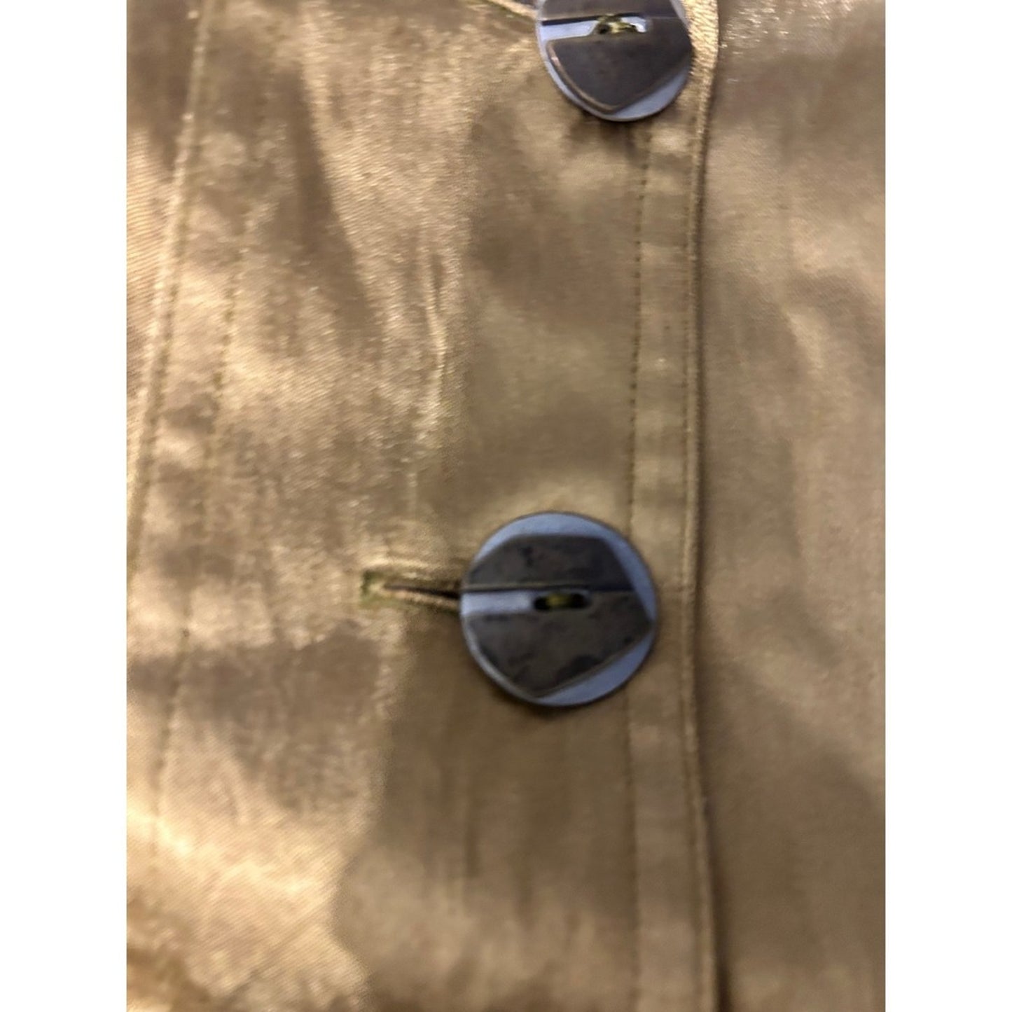Metallic Gold Cropped Trucker Jacket Button Front Long Sleeve Shimmer Coat