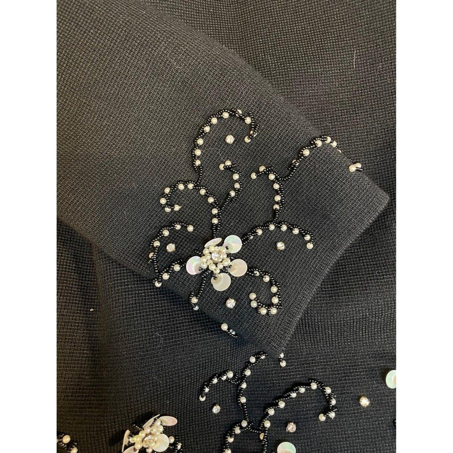 Sears Hong Kong Beaded Flower Embellished Black Wool Jacket Size Medium