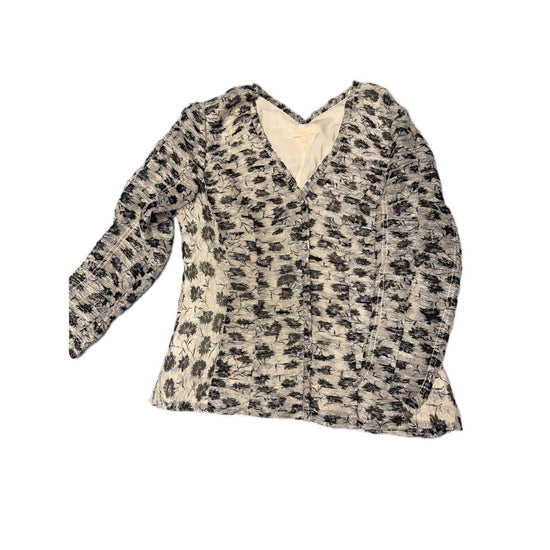 Rebecca Taylor Floral Metallic Silk Blend Long Sleeve Top Size 4