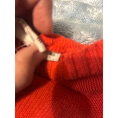 The Upside Sweater Womens XS Orange Navy White Chevron Cotton Knit Varsity