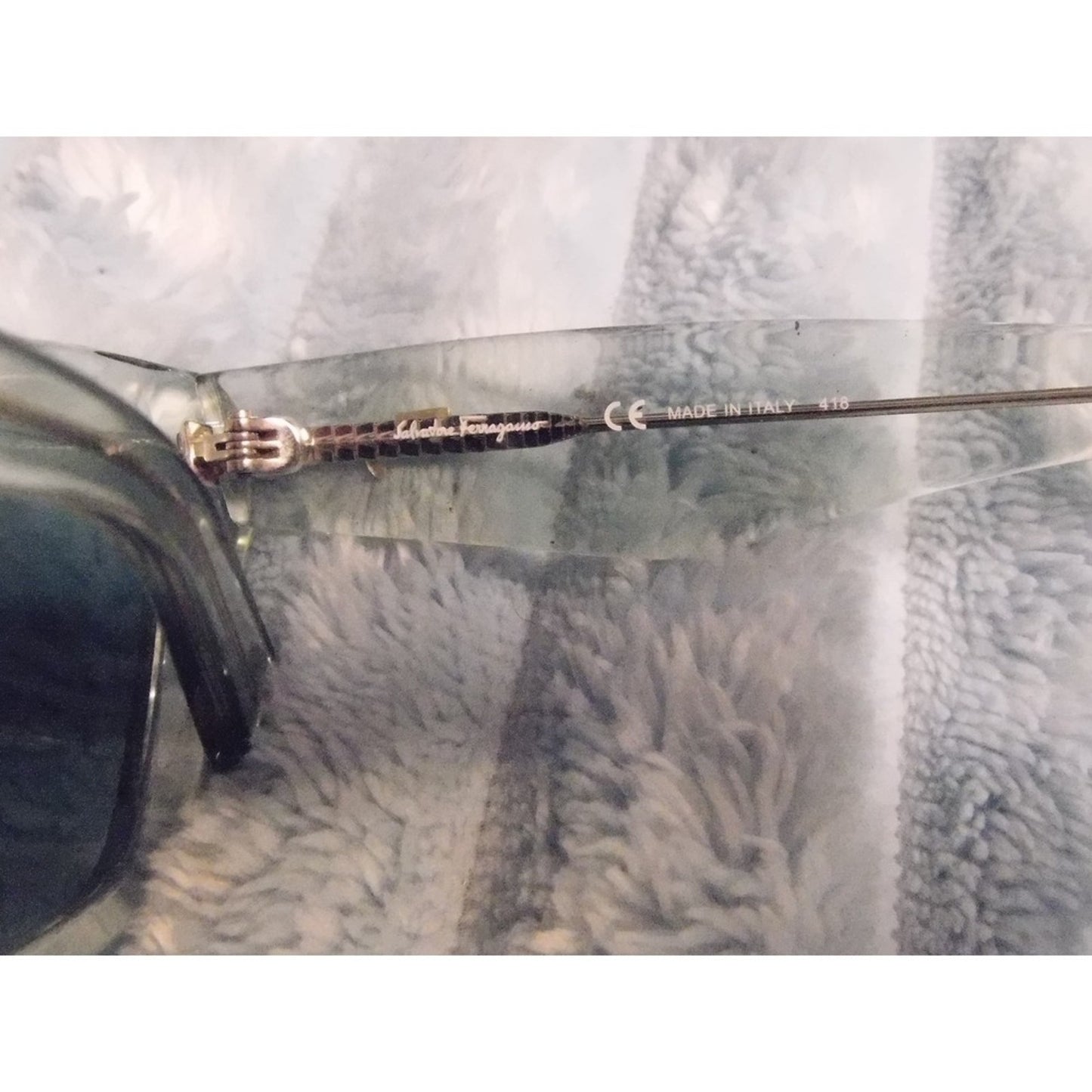 Salvatore Ferragamo Cat Eye Sunglasses Clear Acetate Made in Italy