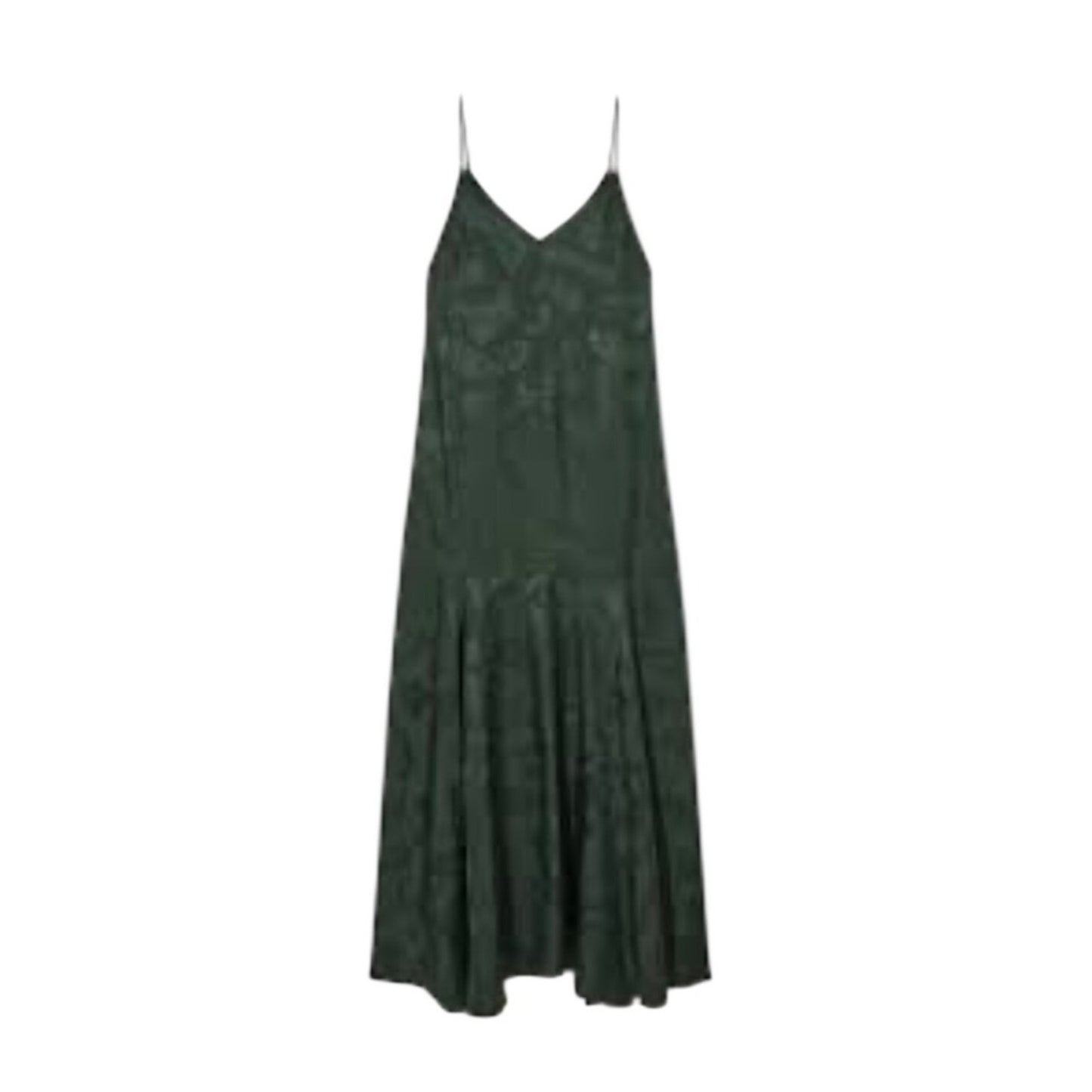 COS Paisley Print V Neck Midi Olive Green Sleeveless A Line Size 38 size S