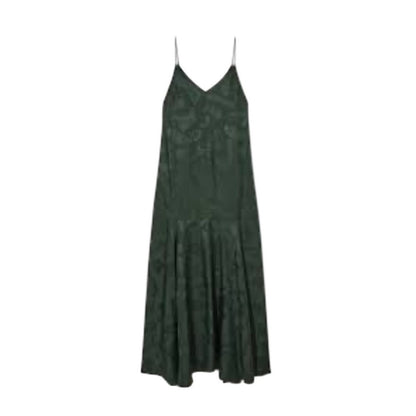 COS Paisley Print V Neck Midi Olive Green Sleeveless A Line Size 38 size S