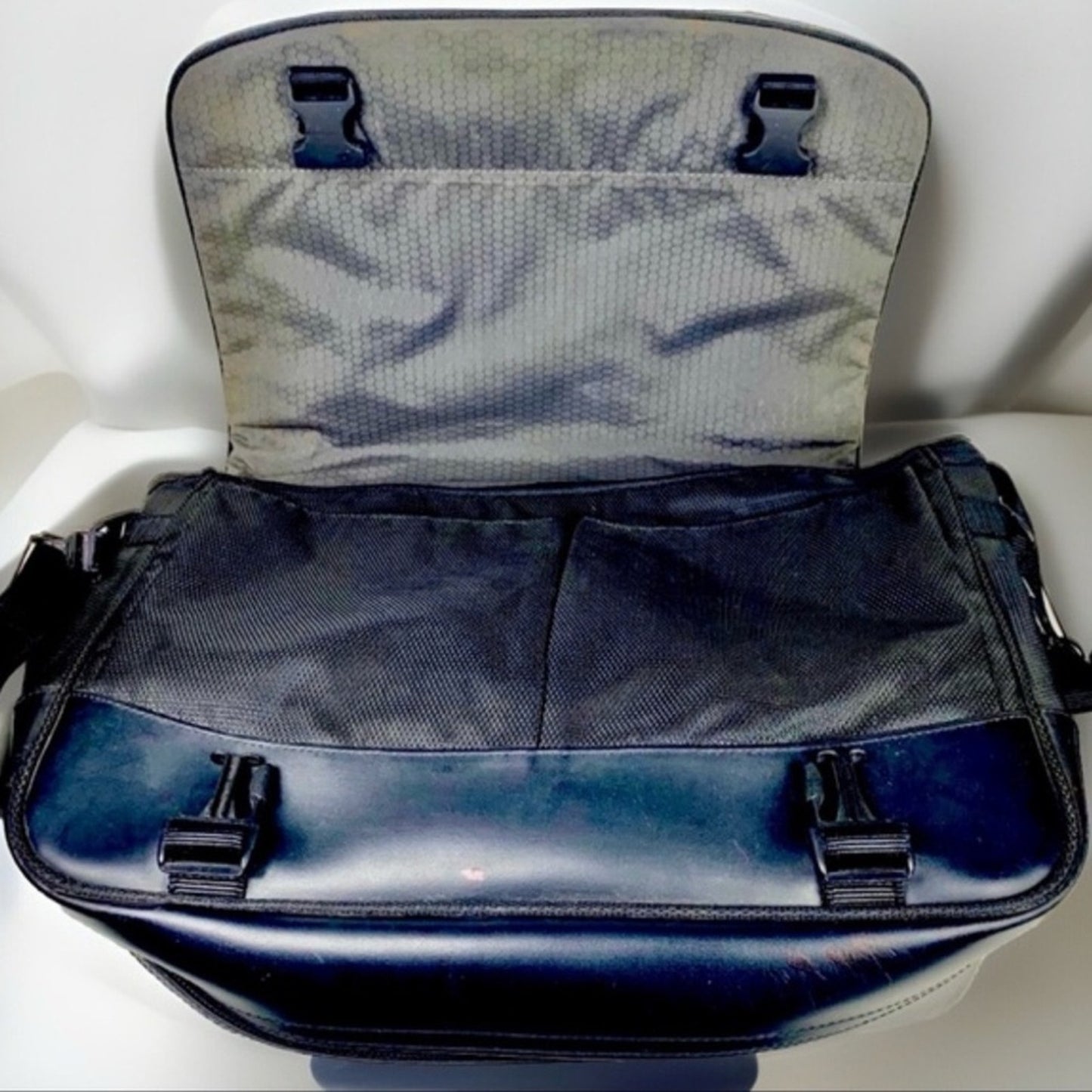 Tumi Black  Messenger Bag with Red Logo