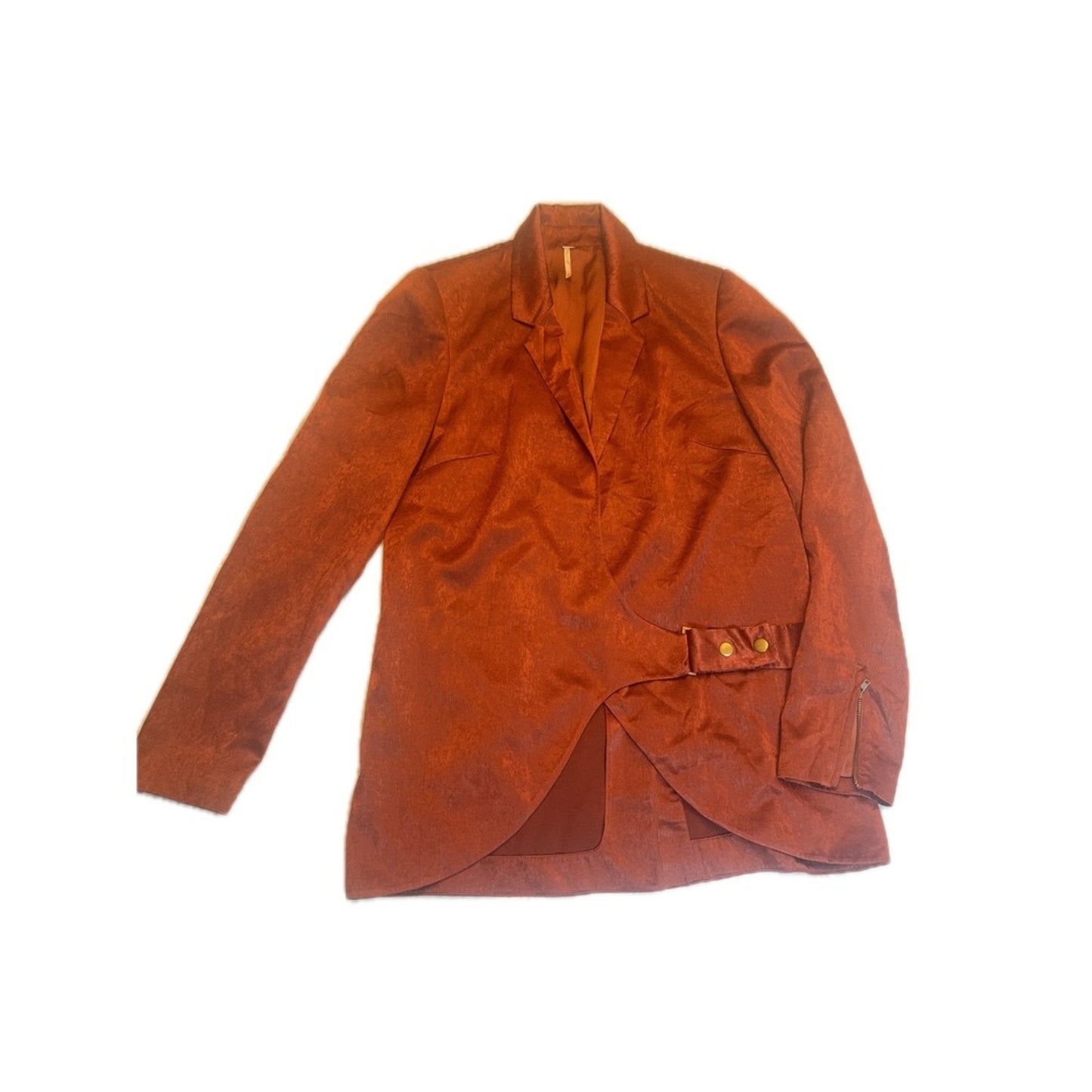 Free People Rust Colored Blazer Jacket Statement Button Front Pockets