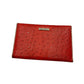 Rebecca Minkoff Red Ostrich Embossed Leather Zip Around Clutch Wallet Organizer
