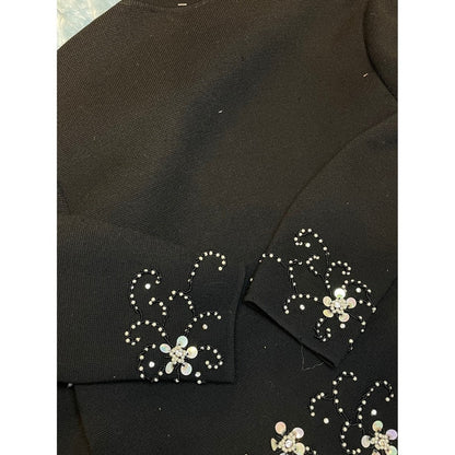 Sears Hong Kong Beaded Flower Embellished Black Wool Jacket Size Medium