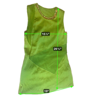 3.1 Phillip Lim Green Mod Mini Dress Sleeveless Cocktail Party Gold Trim Details size 0