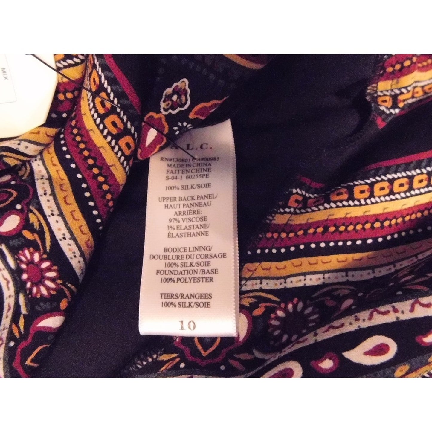 ALC Silk Maxi Dress Bohemian Paisley Print Sleeveless V Neck Size 10