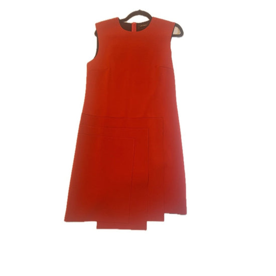 Cop.Copine Red Sleeveless Dress A-Line Midi Pocket Detail Modernist
