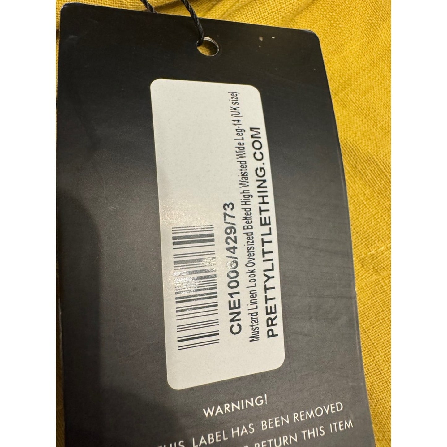 PrettyLittleThing Mustard Linen Oversized Belted High Waist Wide Leg Pants NWT