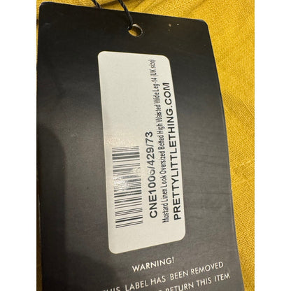 PrettyLittleThing Mustard Linen Oversized Belted High Waist Wide Leg Pants NWT