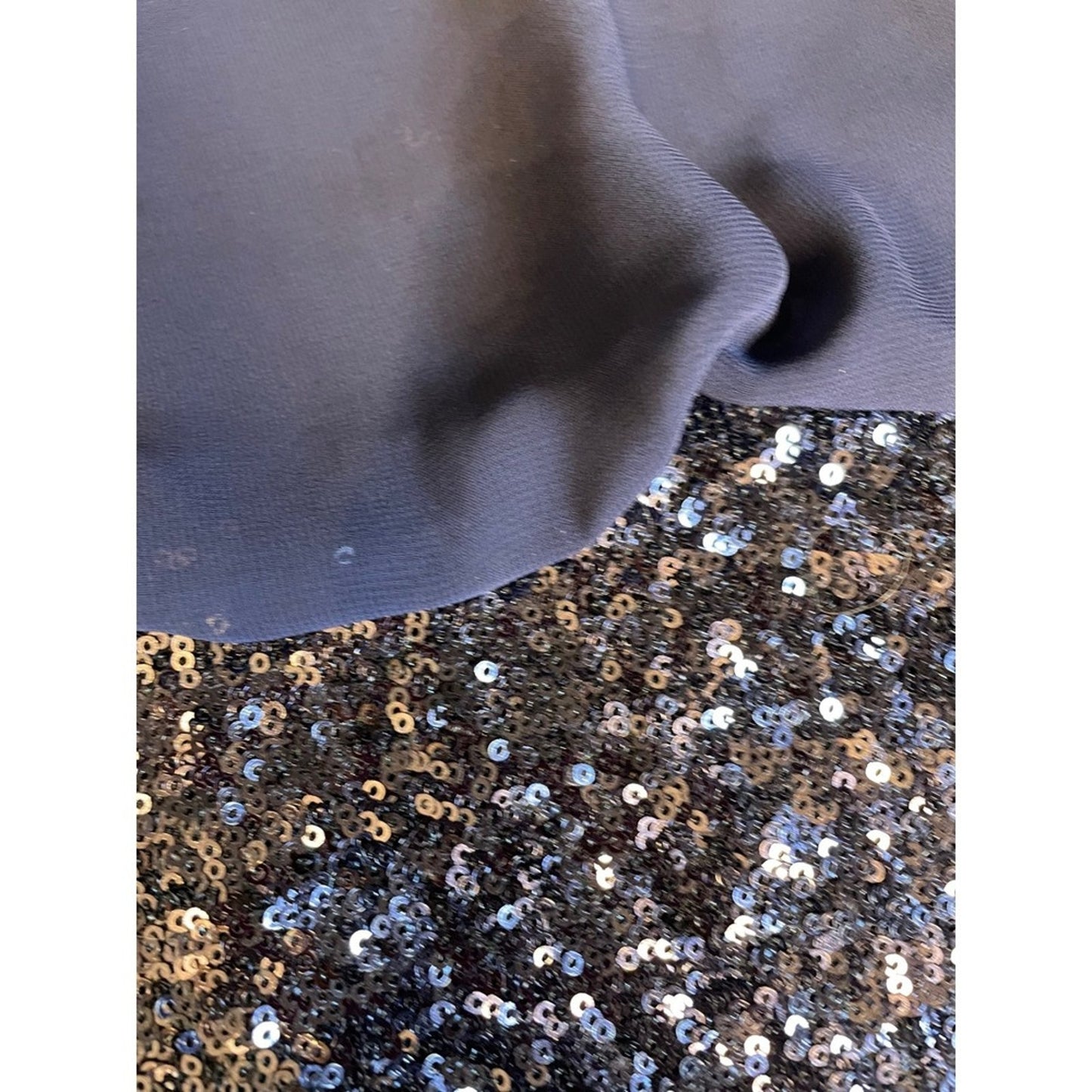 Aidan Mattox Navy Blue Sheer Overlay Sequin Cocktail Dress Size 8