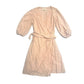 Velvet Graham Spencer Eyelet Wrap Dress XS Pink Beige Made in USA Puff Sleeve