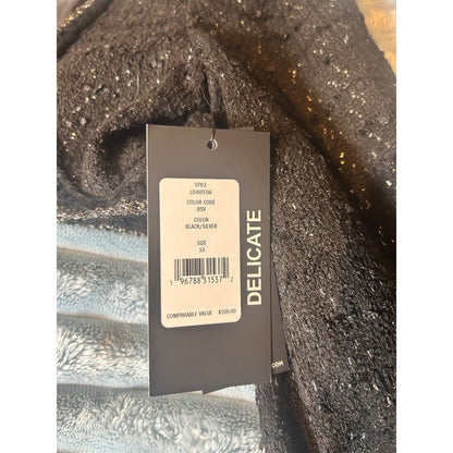 NWT Karl Lagerfeld Paris Bolero Jacket Womens size 10 Black Silver Tweed Cropped