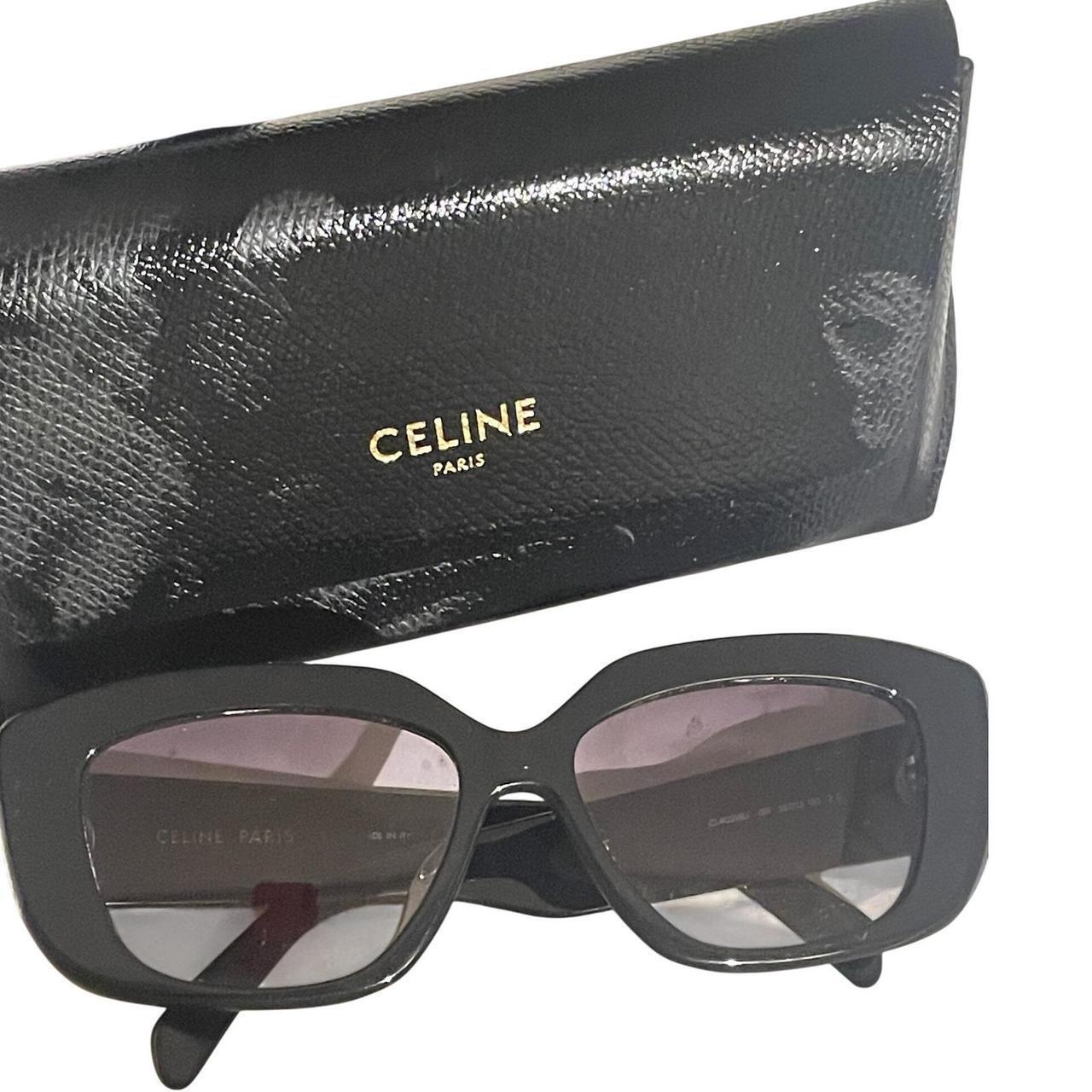 CELINE PARIS CL40216U Black Acetate Square Sunglasses with Gold Triomphe Logo