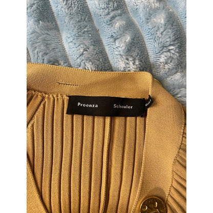 Proenza Schouler Ribbed Knit Long Sleeve Maxi Cardigan Dress Mustard Yellow S