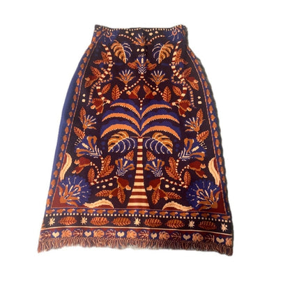 Farm Rio Tropical Print Cropped Sweater & Midi Skirt Set size L