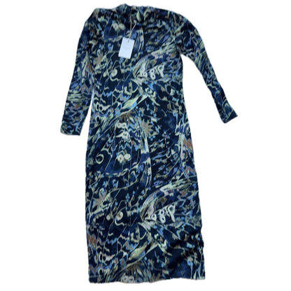 Ted NWT Baker London Black High Neck Printed Bodycon Maxi Dress Size 2