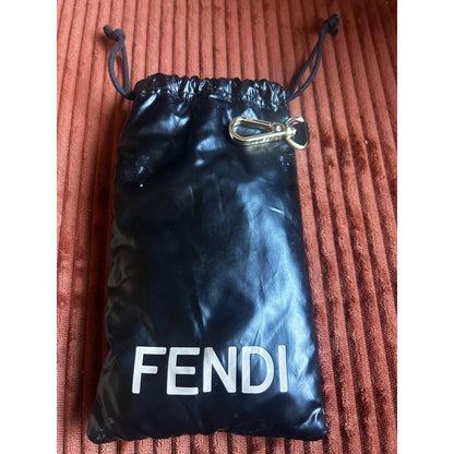 Fendi FF40013U Gold Square Sunglasses Brown Gradient FF Monogram Logo Italy