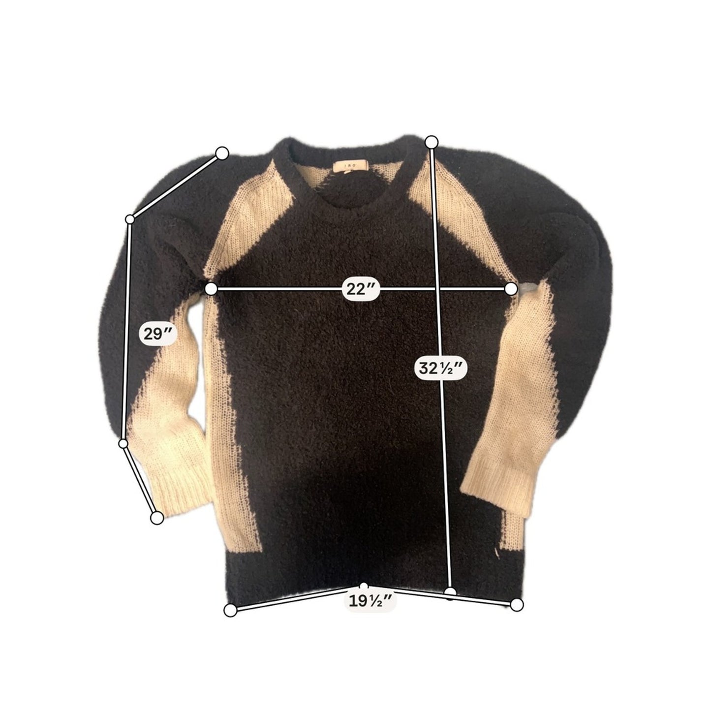 IRO Boucle Knit Colorblock Sweater Womens Medium Black Cream Excellent Raglan