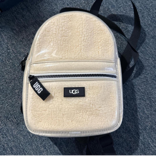 UGG Cream Shearling Backpack with Black Details
