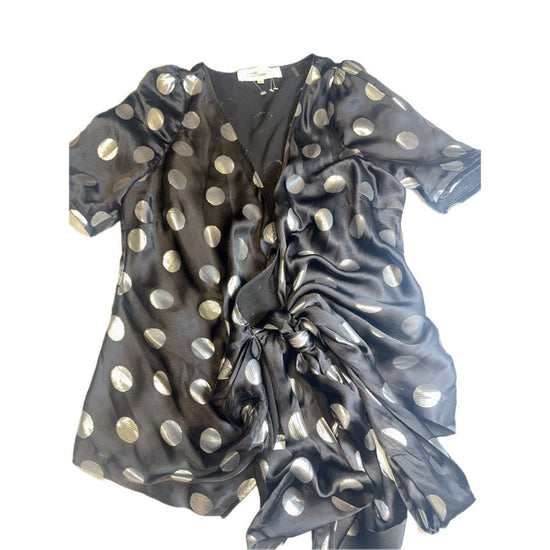 Diane von Furstenberg Luxe Polka Dot Wrap Top – Size 12