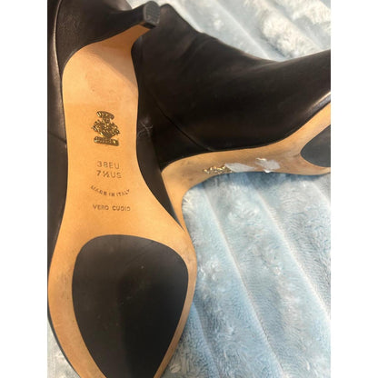 Bally Dhara Black Calf Leather Ankle Boots US 7.5 EU 38 Made in Italy
