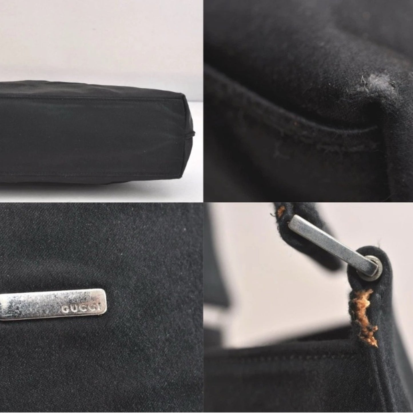 Gucci Vintage Satin Shoulder Bag – Silver Bar Detail