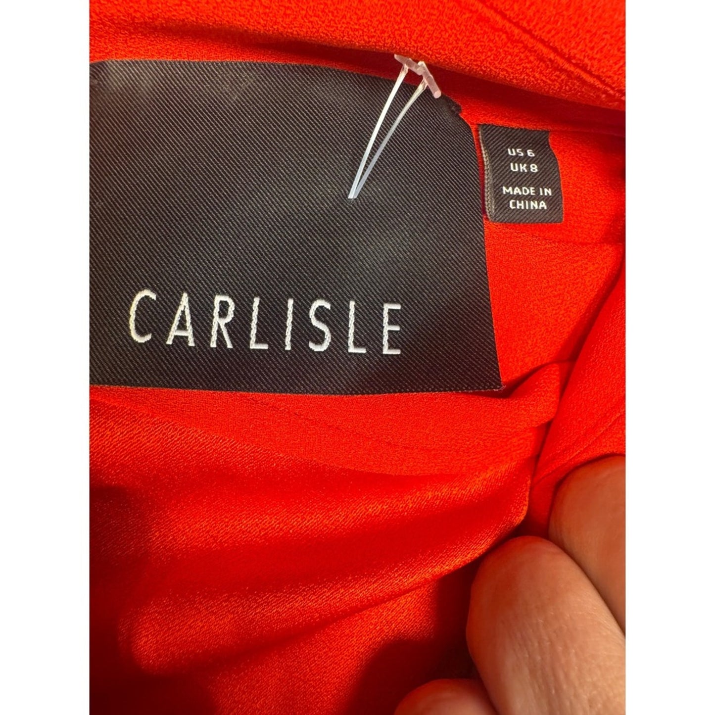 Carlisle Red Sleeveless Dress Pleated Midi Dress Zipper Pockets Size 6 Career