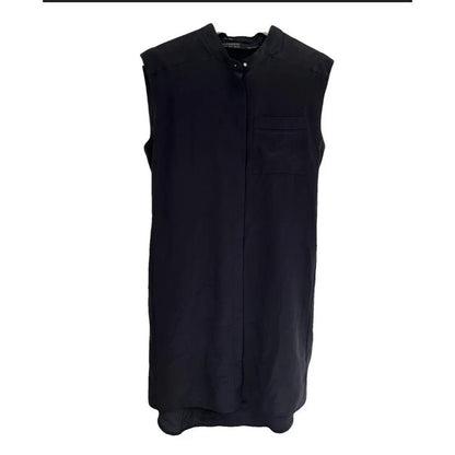 AllSaints Silk Sleeveless Button Down Dress Shirt Womens US 2 Black