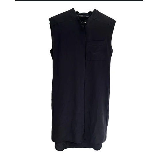 AllSaints Silk Sleeveless Button Down Dress Shirt Womens US 2 Black