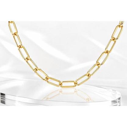 14k Yellow Gold Paperclip Chain Necklace Hollow 4mm 18in 4.10g
